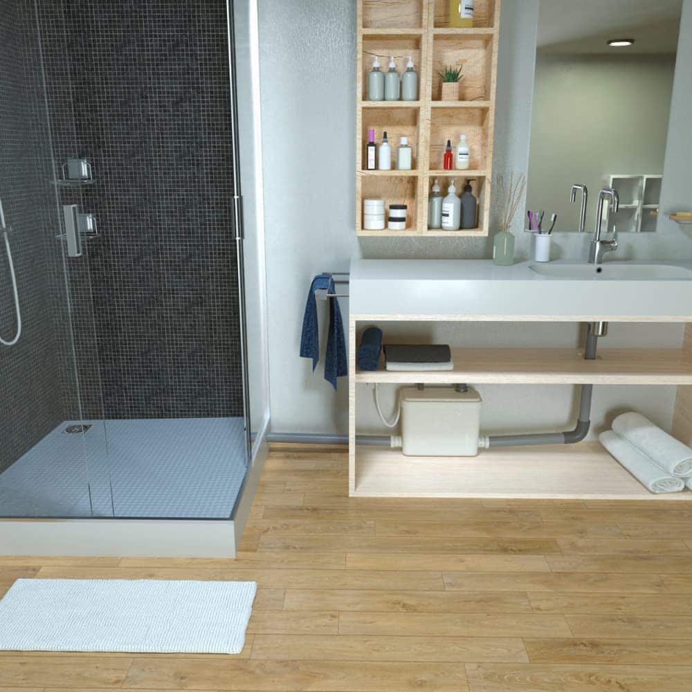 sanibroyeur raccordé douche et toilette